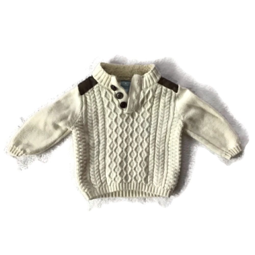 Baby Gap Sherpa Leather Cable Knit Sweater